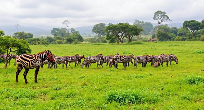 Tourists enjoying scenic Ugandan landscapes in December with clear skies and lush greenery during a holiday adventure.