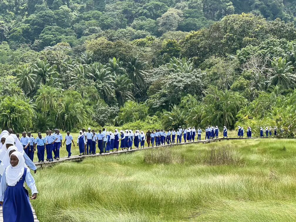 Mbogo Junior School students enjoying educational exploration at Sempaya Hot Springs, Uganda.