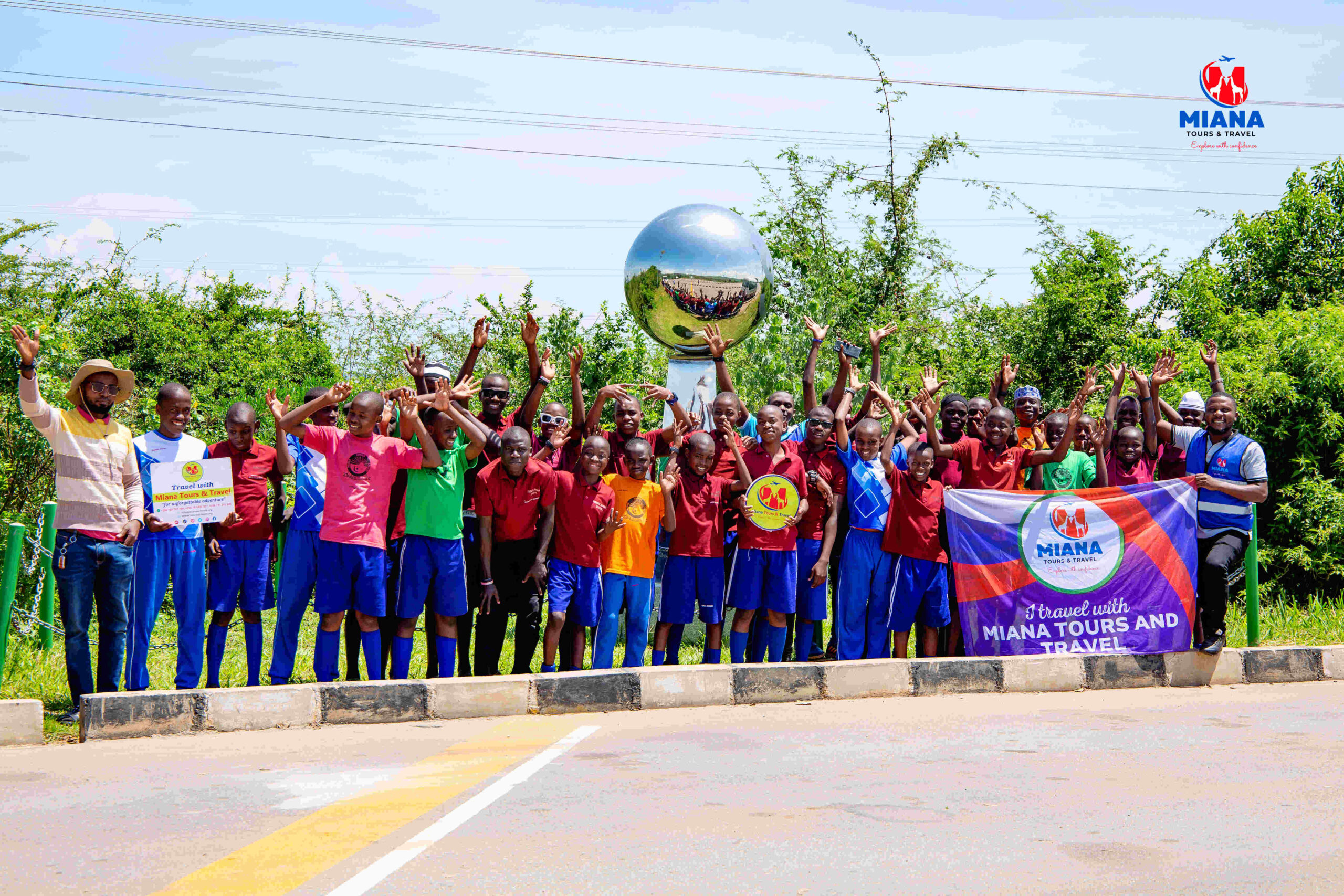 Students exploring crater lakes and hot springs on a Western Uganda educational safari tour